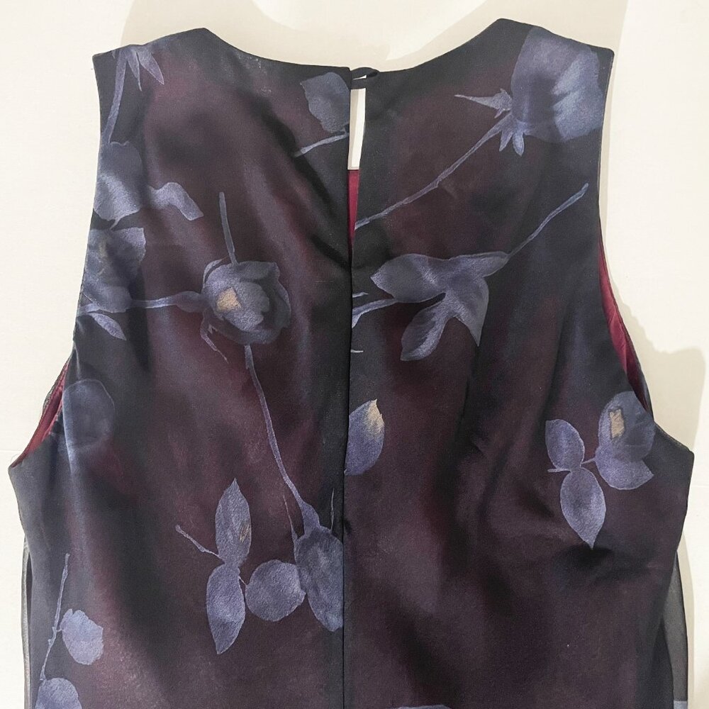 Vintage Donna Ricco Dark Blue Sundress | Abstract Floral Pattern | Size 4 - Picture 4 of 8